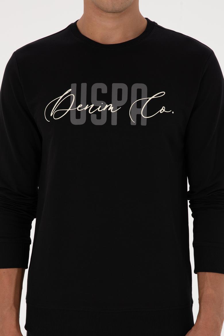 Erkek Regular Fit Bisiklet Yaka Siyah İnce Sweatshirt - 50315570026