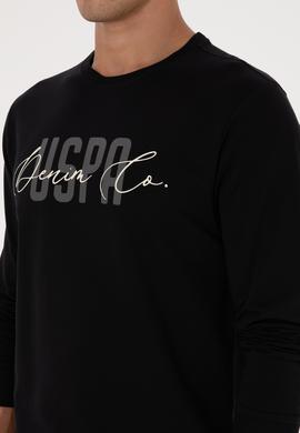 Erkek Regular Fit Bisiklet Yaka Siyah İnce Sweatshirt - 50315570026