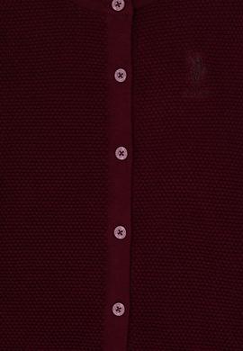 Kız Çocuk Bordo Düğmeli Bisiklet Yaka Triko Hırka - 50316292036