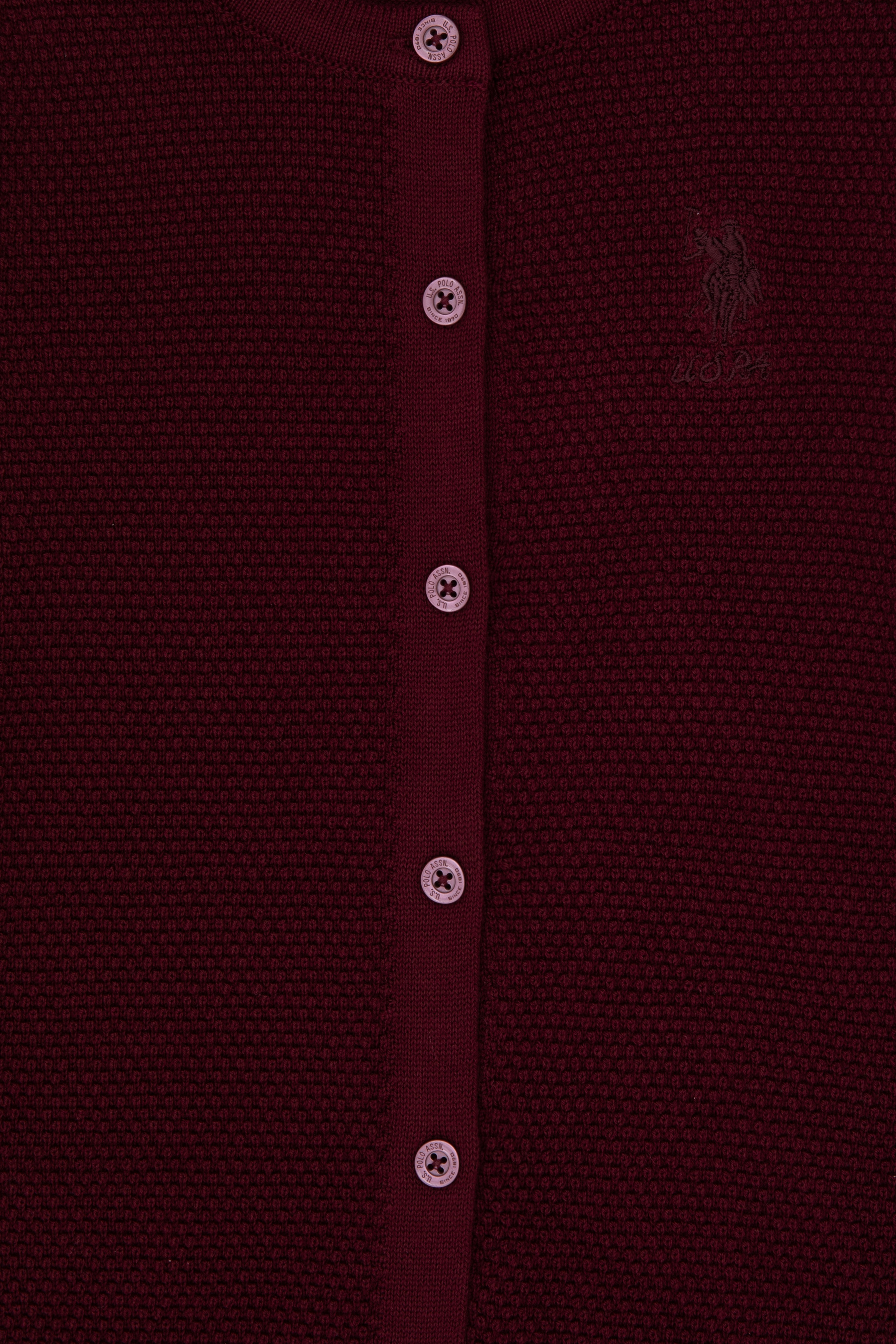 Kız Çocuk Bordo Düğmeli Bisiklet Yaka Triko Hırka - Image 5