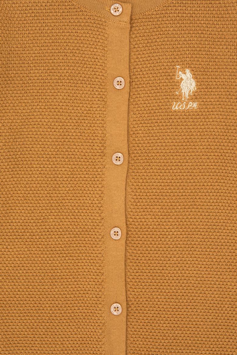 Kız Çocuk Camel Düğmeli Bisiklet Yaka Triko Hırka - 50316292001