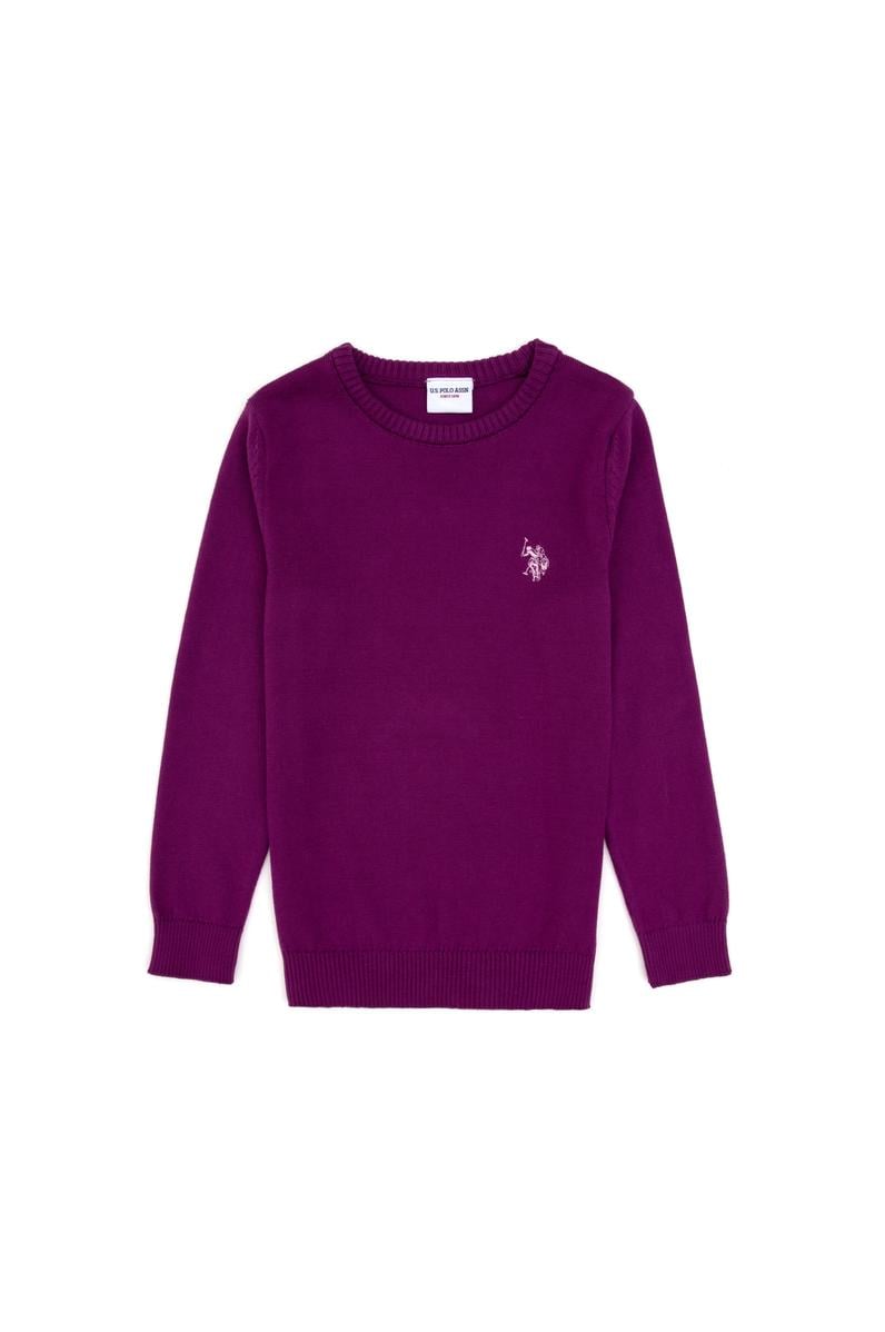 Kız Çocuk Menekşe Bisiklet Yaka Basic Kazak