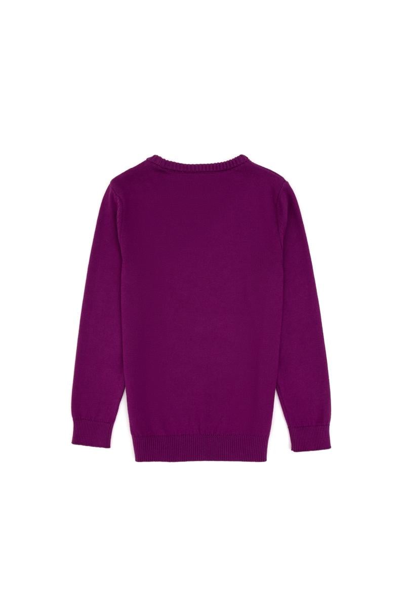 Kız Çocuk Menekşe Bisiklet Yaka Basic Kazak