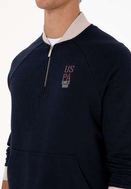 Erkek Yarım Fermuarlı Comfort Fit Lacivert Basic Sweatshirt - 50316303026