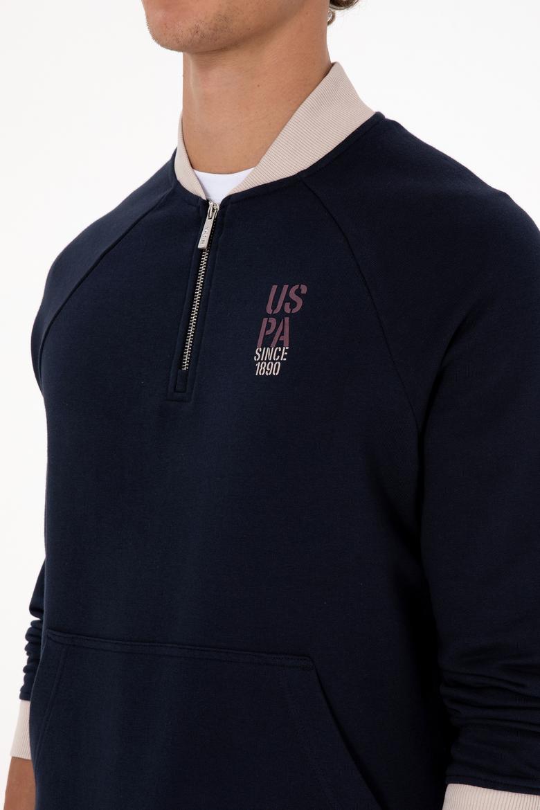 Erkek Yarım Fermuarlı Comfort Fit Lacivert Basic Sweatshirt - 50316303026