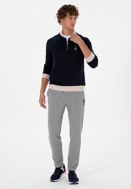 Erkek Yarım Fermuarlı Comfort Fit Lacivert Basic Sweatshirt - 50316303026