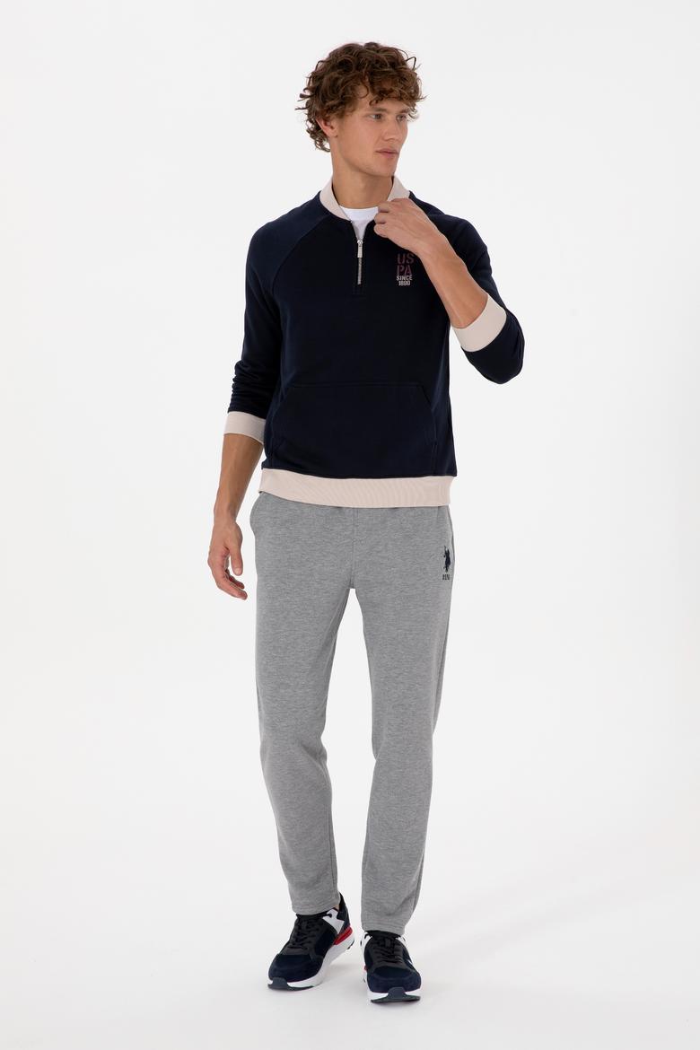 Erkek Yarım Fermuarlı Comfort Fit Lacivert Basic Sweatshirt - 50316303026