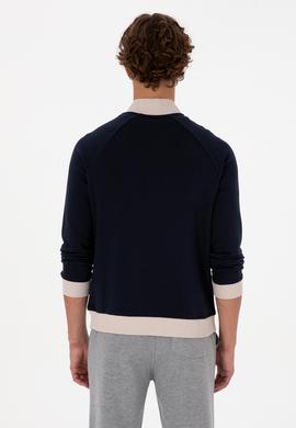 Erkek Yarım Fermuarlı Comfort Fit Lacivert Basic Sweatshirt - 50316303026