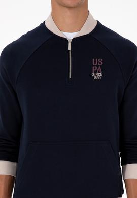 Erkek Yarım Fermuarlı Comfort Fit Lacivert Basic Sweatshirt - 50316303026