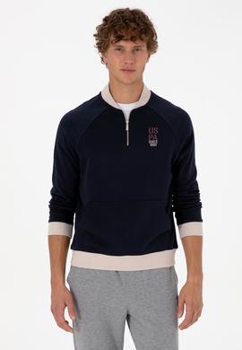 Erkek Yarım Fermuarlı Comfort Fit Lacivert Basic Sweatshirt - 50316303026