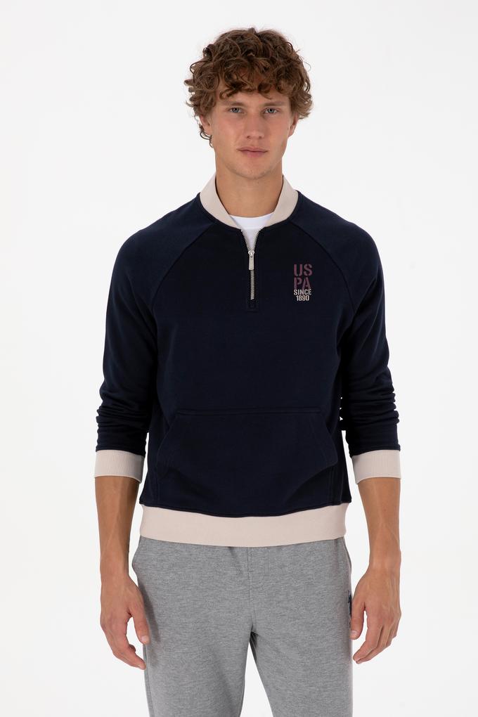 Erkek Yarım Fermuarlı Comfort Fit Lacivert Basic Sweatshirt