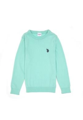 Kız Çocuk Yeşil Bisiklet Yaka Basic Kazak - 50316808071