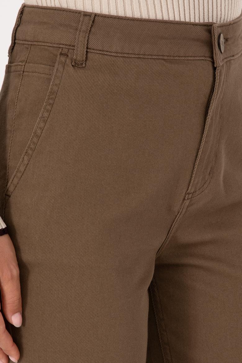Kadın Haki Straight Fit Kanvas Pantolon - 50316895004