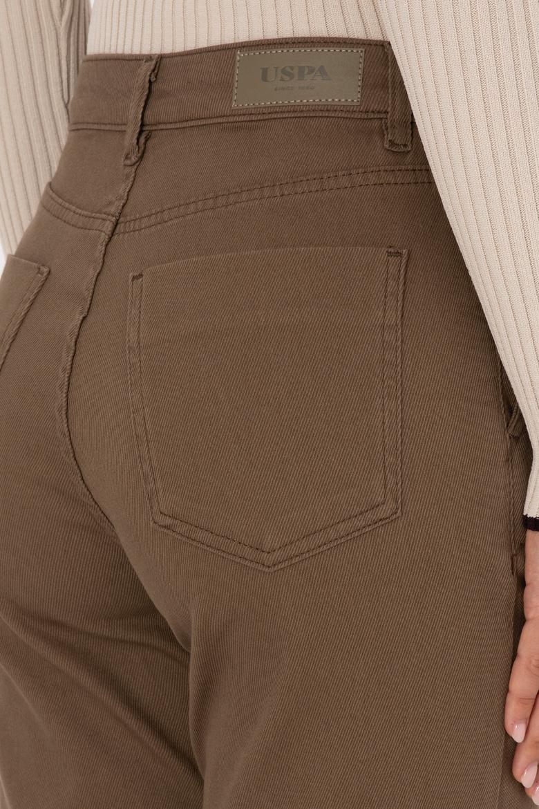 Kadın Haki Straight Fit Kanvas Pantolon - 50316895004