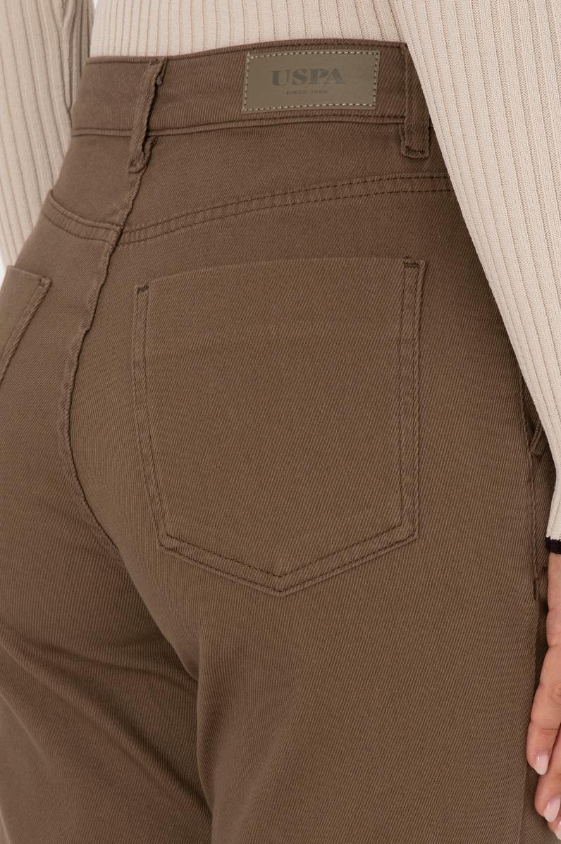 Kadın Haki Straight Fit Kanvas Pantolon