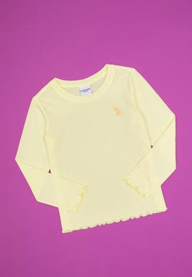 Kız Çocuk Sarı Bisiklet Yaka Basic Sweatshirt - 50317908014