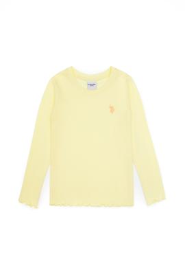 Kız Çocuk Sarı Bisiklet Yaka Basic Sweatshirt - 50317908014
