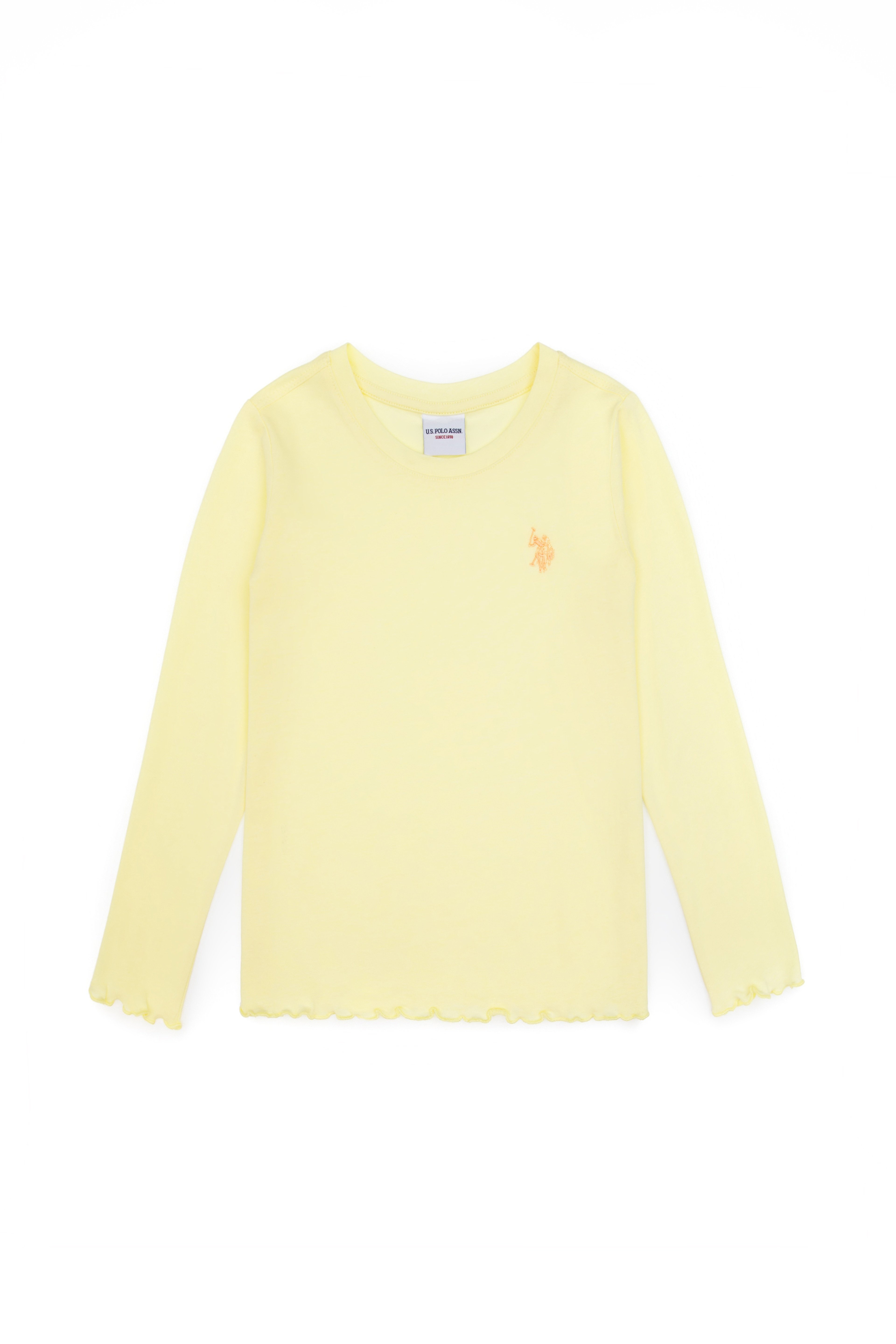 Kız Çocuk Sarı Bisiklet Yaka Basic Sweatshirt