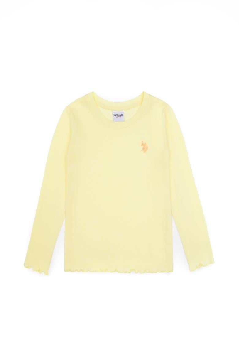 Kız Çocuk Sarı Bisiklet Yaka Basic Sweatshirt - 50317908014