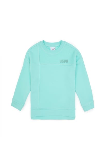 Kız Çocuk Mint Bisiklet Yaka Sweatshirt