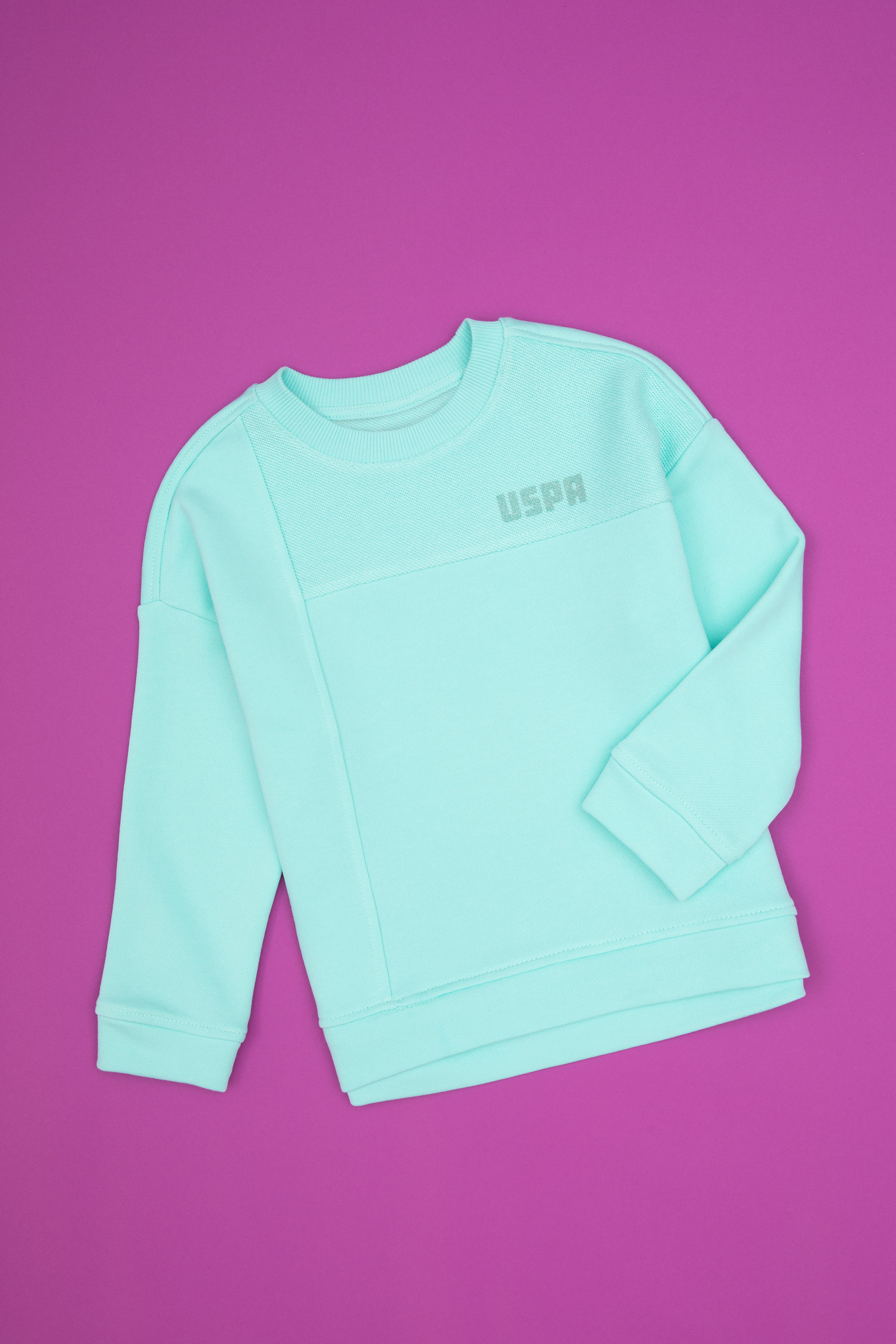 Kız Çocuk Mint Bisiklet Yaka Sweatshirt - Image 2