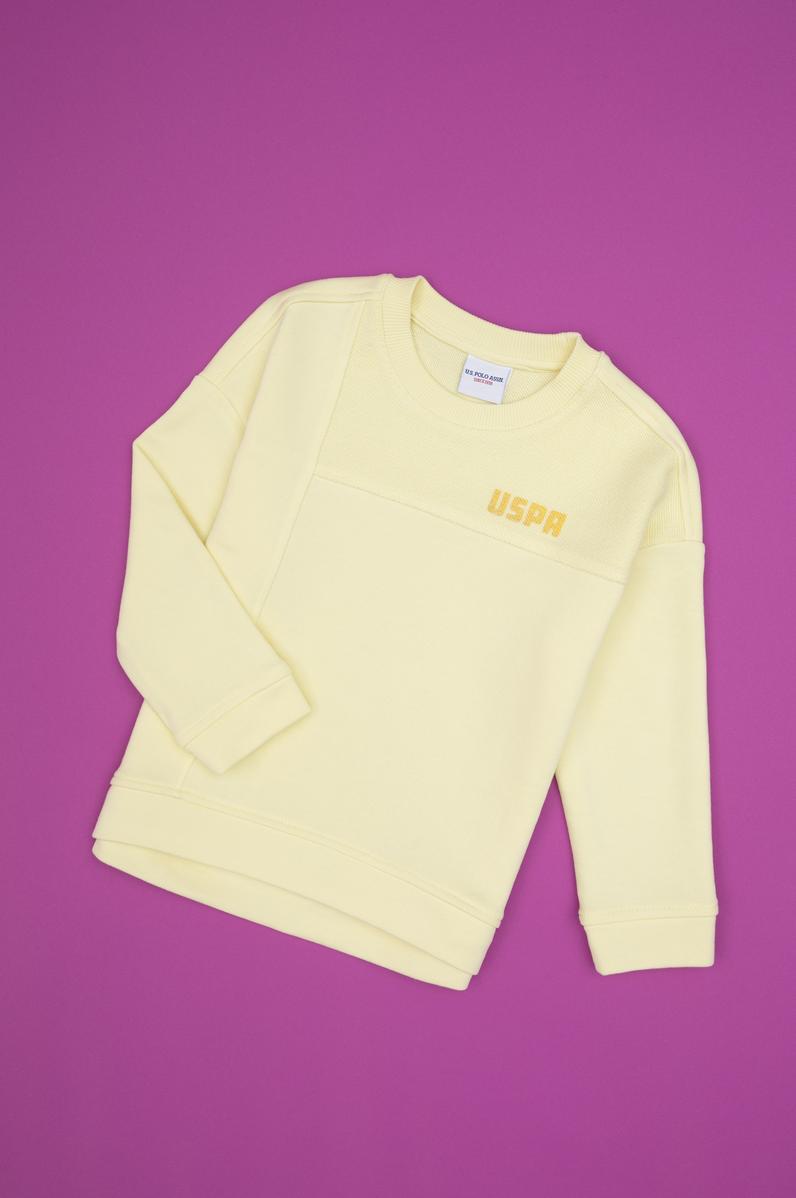 Kız Çocuk Sarı Bisiklet Yaka Sweatshirt