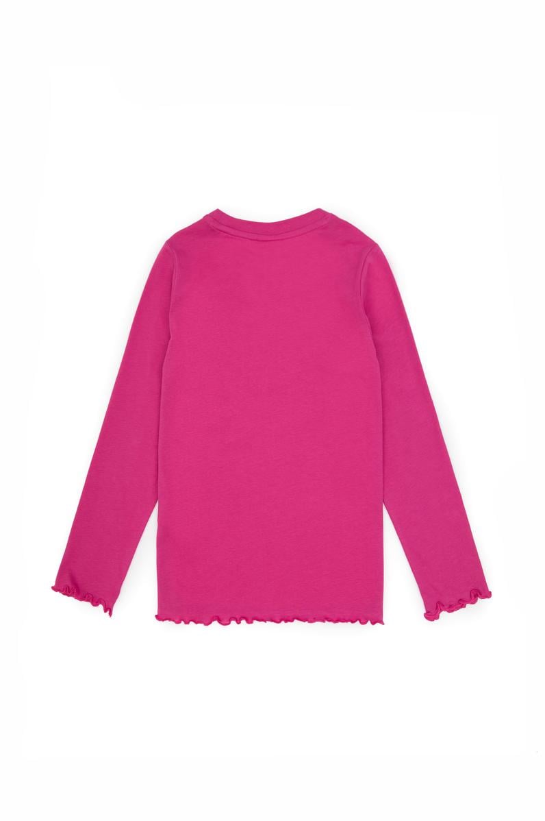 Kız Çocuk Pembe Bisiklet Yaka Basic Sweatshirt