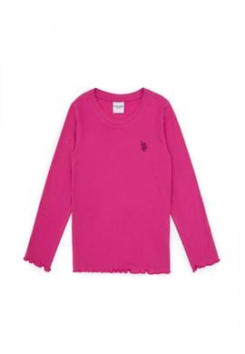 Kız Çocuk Pembe Bisiklet Yaka Basic Sweatshirt - 50317908011