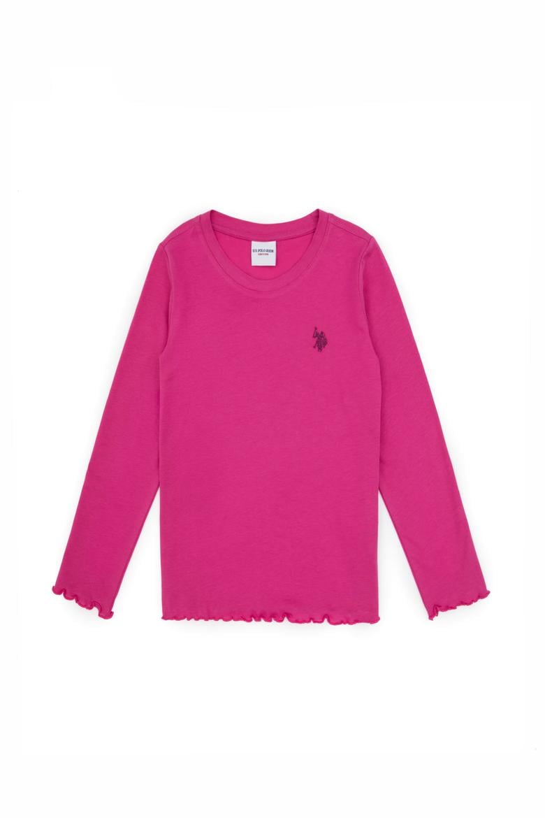 Kız Çocuk Pembe Bisiklet Yaka Basic Sweatshirt - 50317908011
