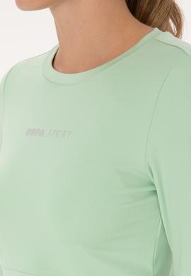 Kadın Yeşil Bisiklet Yaka Sweatshirt - 50291461023