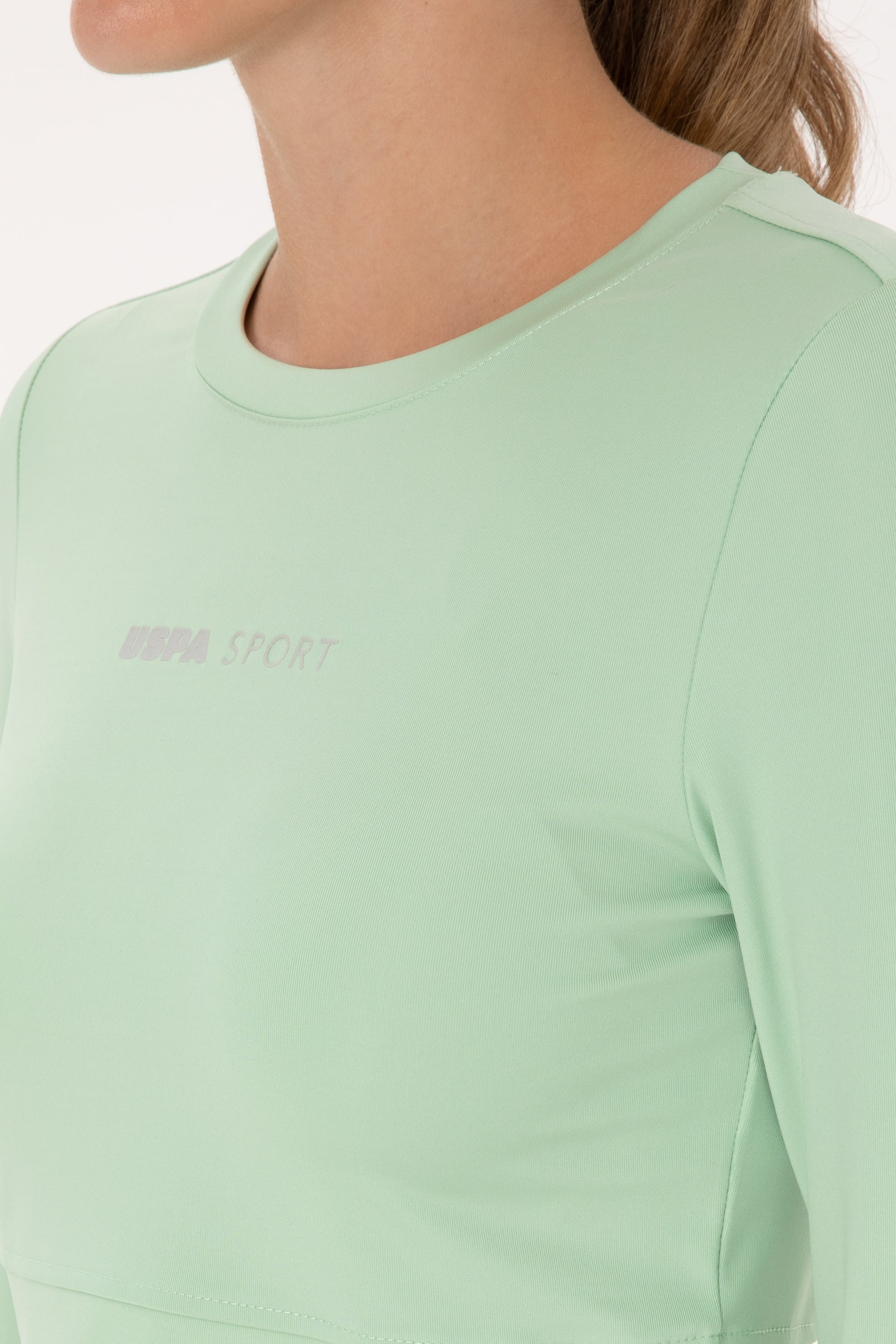 Kadın Yeşil Bisiklet Yaka Sweatshirt - Image 7
