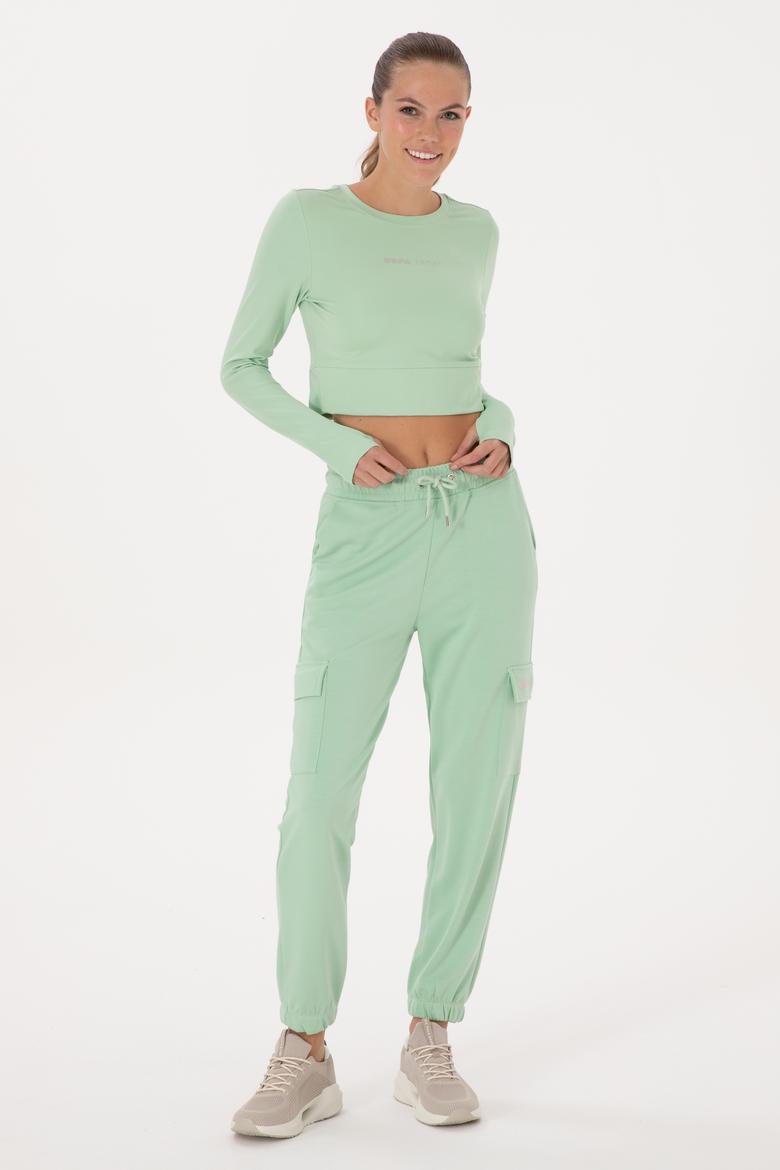 Kadın Yeşil Bisiklet Yaka Sweatshirt - 50291461023