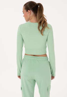 Kadın Yeşil Bisiklet Yaka Sweatshirt - 50291461023