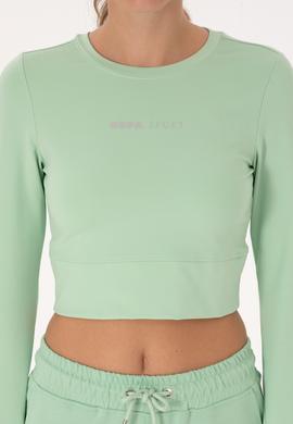 Kadın Yeşil Bisiklet Yaka Sweatshirt - 50291461023