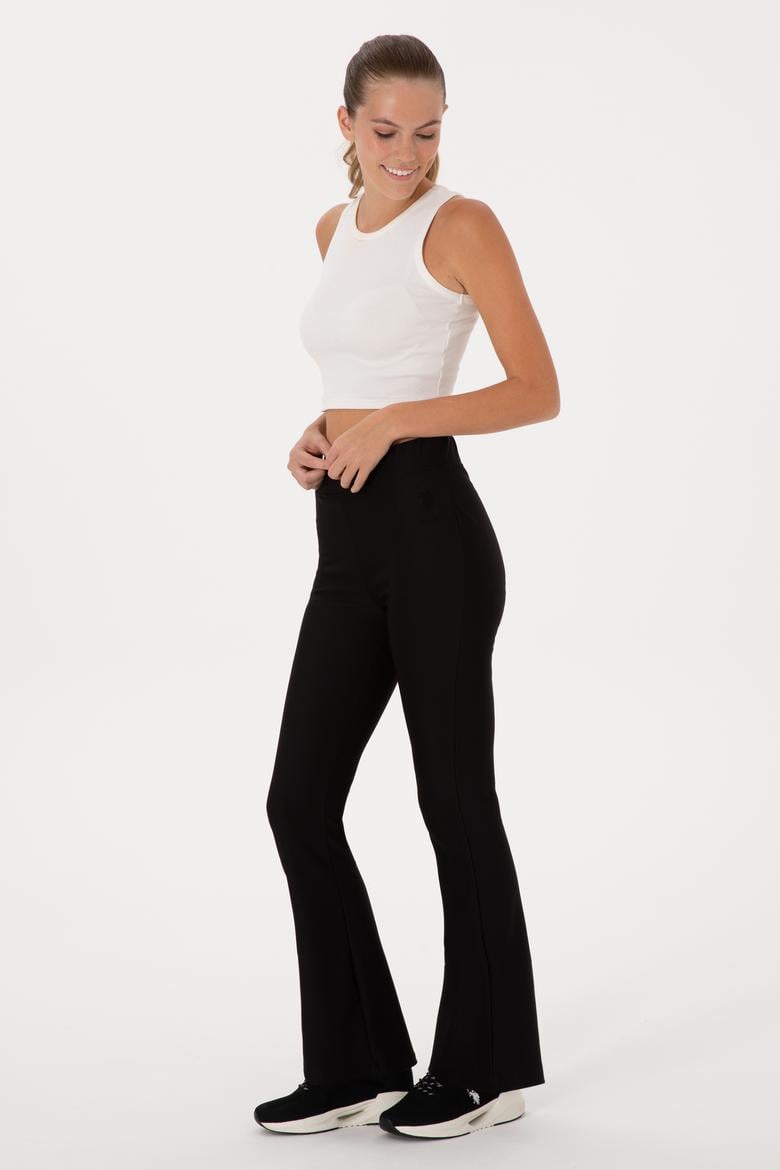 Kadın Siyah İspanyol Paça Tayt - 50297274007