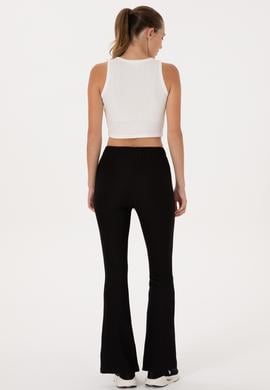 Kadın Siyah İspanyol Paça Tayt - 50297274007