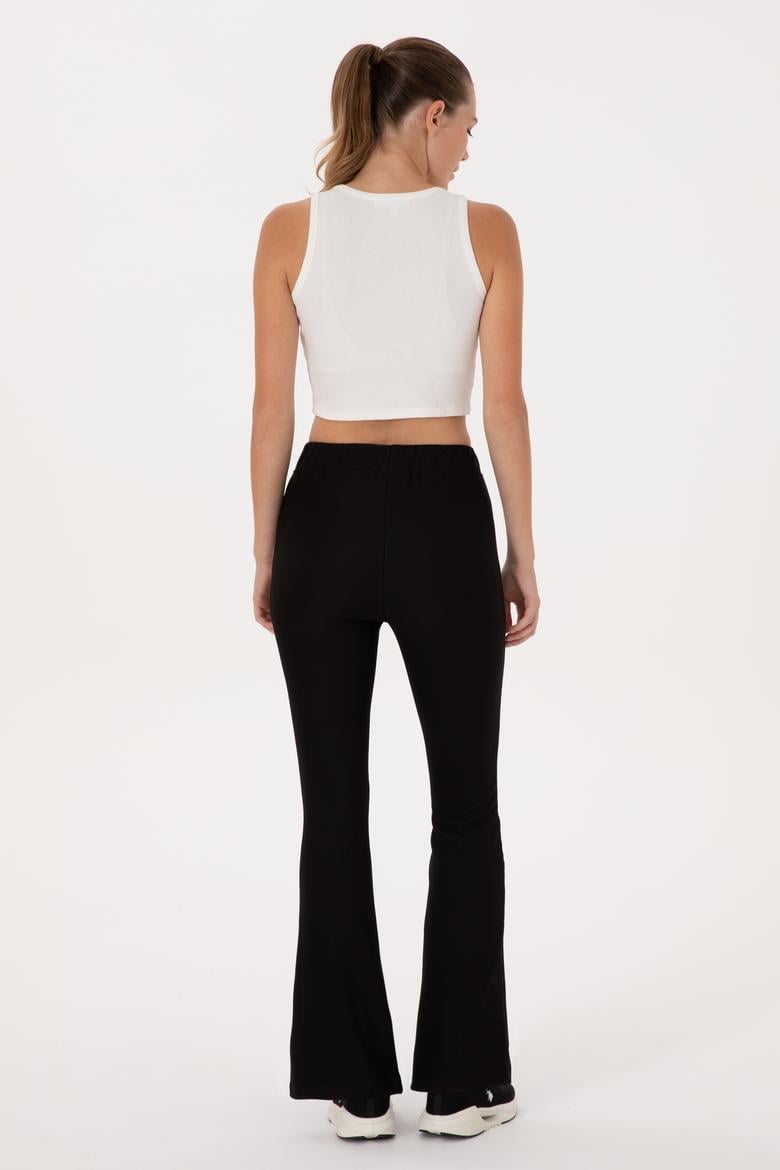 Kadın Siyah İspanyol Paça Tayt - 50297274007