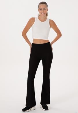 Kadın Siyah İspanyol Paça Tayt - 50297274007