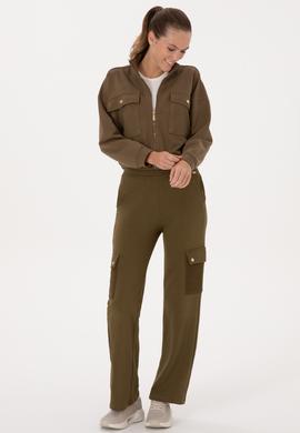 Kadın Haki Fermuarlı Dik Yaka Sweatshirt - 50299001016