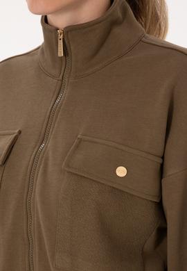 Kadın Haki Fermuarlı Dik Yaka Sweatshirt - 50299001016