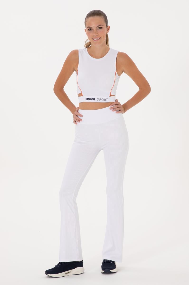 Kadın Beyaz Yüksek Bel İspanyol Paça Tayt