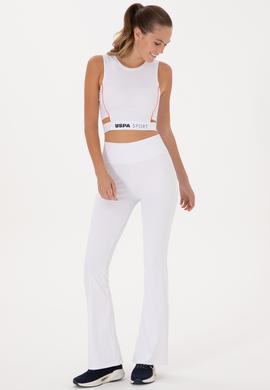Kadın Beyaz Yüksek Bel İspanyol Paça Tayt - 50300722011