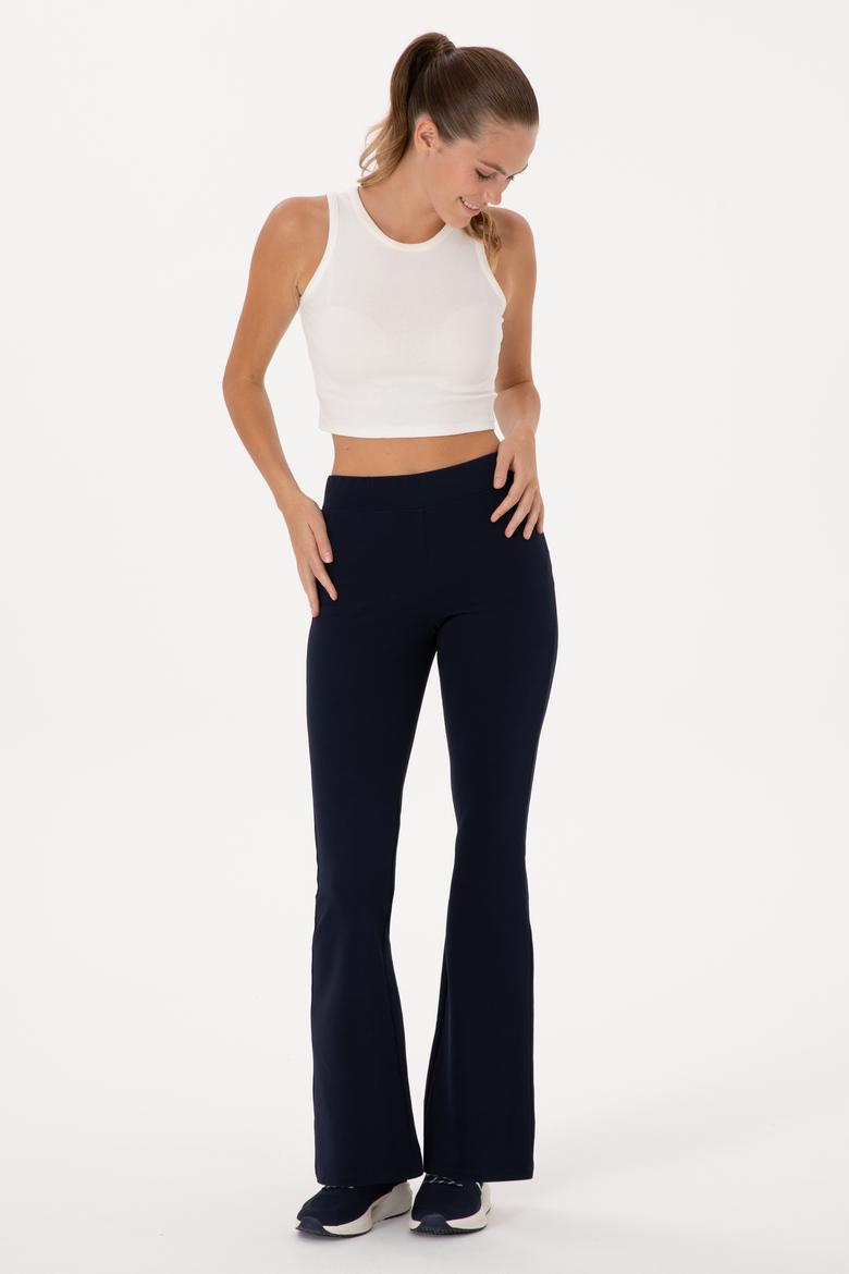 Kadın Lacivert Yüksek Bel İspanyol Paça Tayt - 50305855035