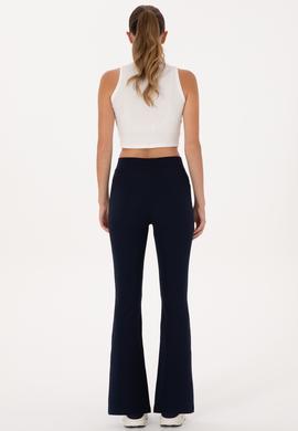 Kadın Lacivert Yüksek Bel İspanyol Paça Tayt - 50305855035