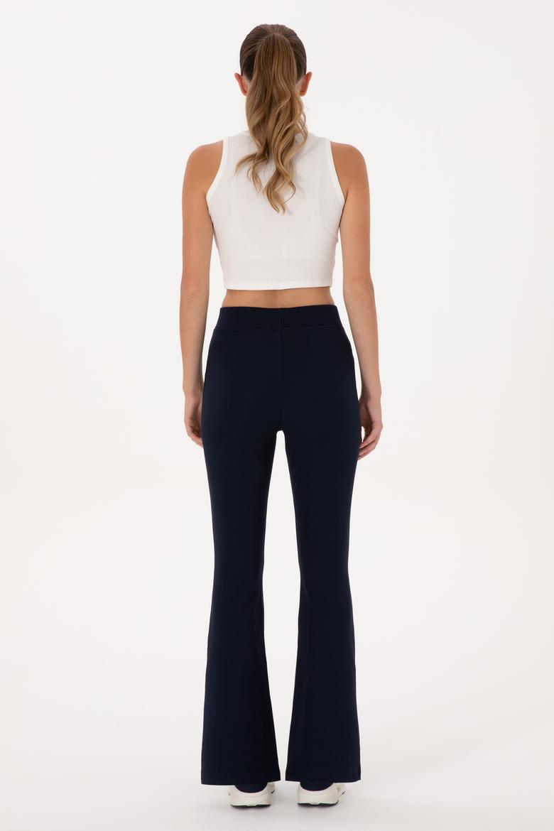 Kadın Lacivert Yüksek Bel İspanyol Paça Tayt - 50305855035