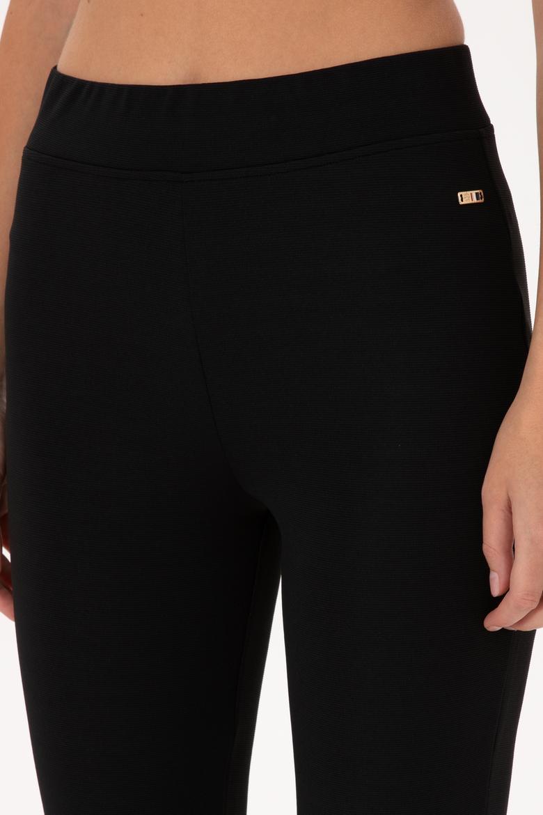 Kadın Siyah Yüksek Bel İspanyol Paça Tayt - 50305855042