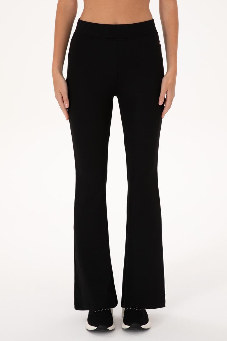 Kadın Siyah Yüksek Bel İspanyol Paça Tayt