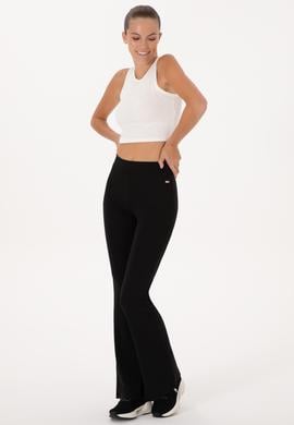 Kadın Siyah Yüksek Bel İspanyol Paça Tayt - 50305855042