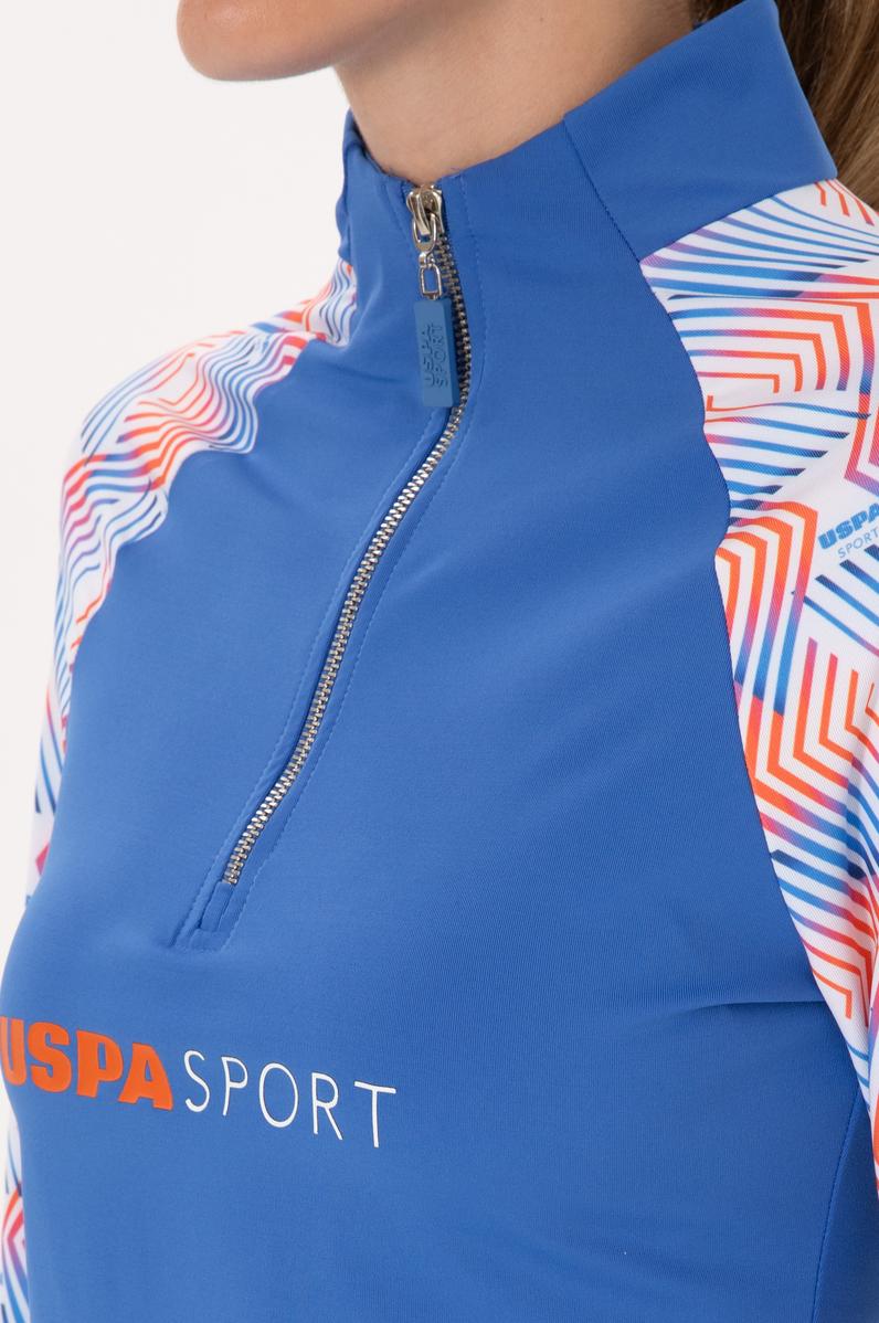 Kadın İndigo Fermuarlı Dik Yaka Sweatshirt