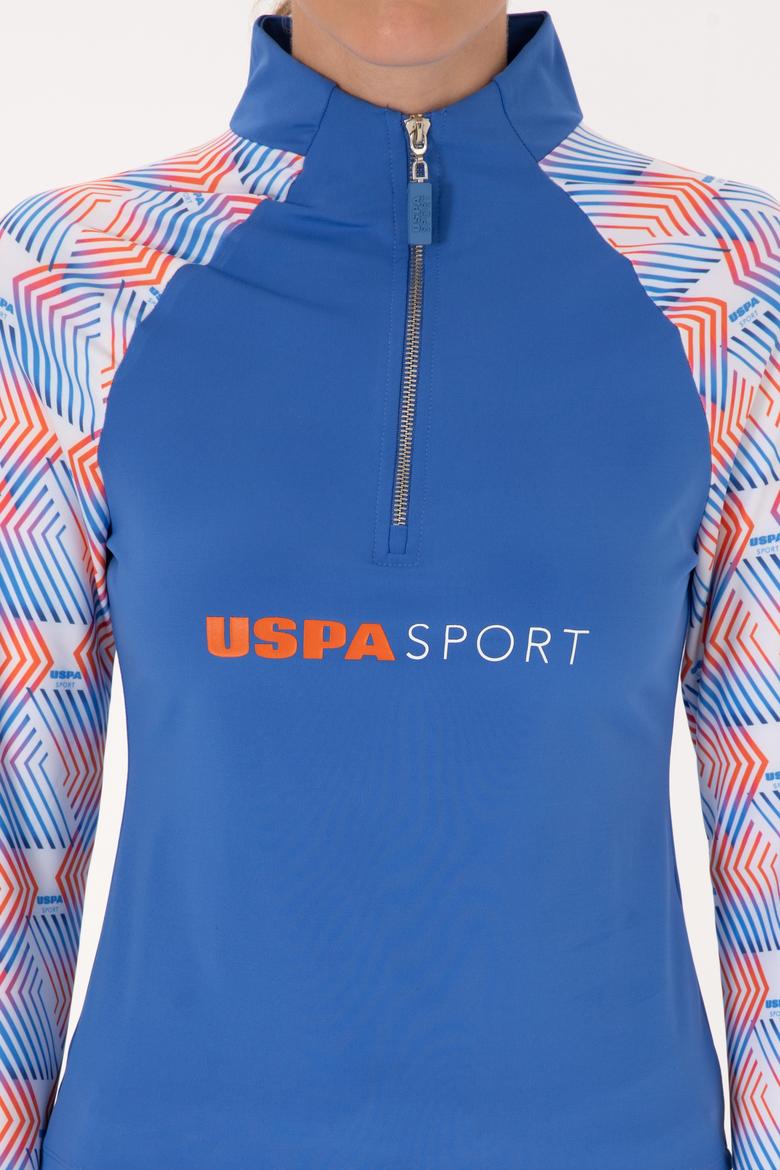 Kadın İndigo Fermuarlı Dik Yaka Sweatshirt - 50300732013